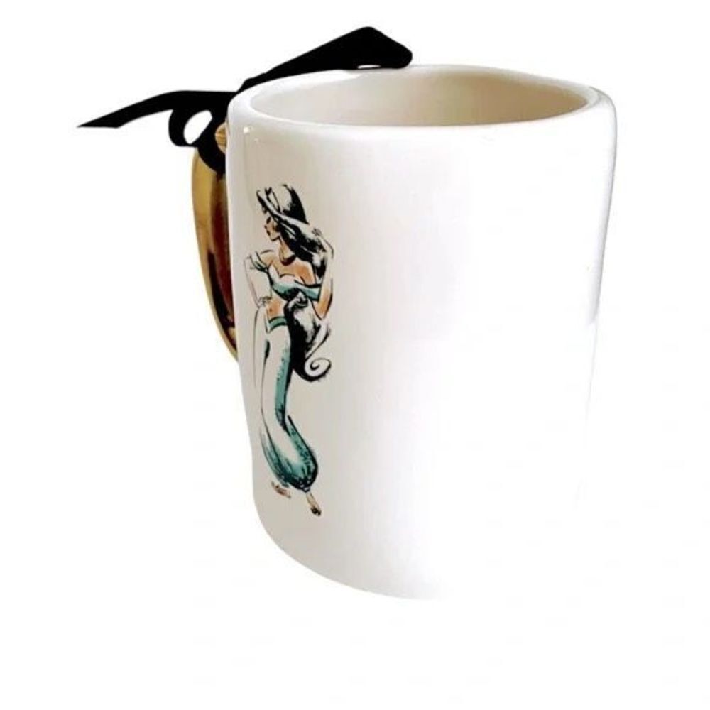 NWT Rae Dunn Disney Princess Jasmine STARRY NIGHT Aladdin White Gold Black Mug - Picture 3 of 12